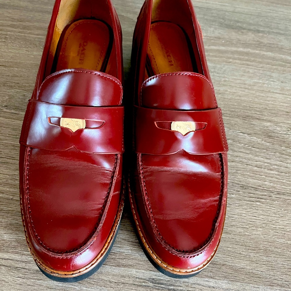 Coach, red leather loafer. Size 8. Beautiful shoe
